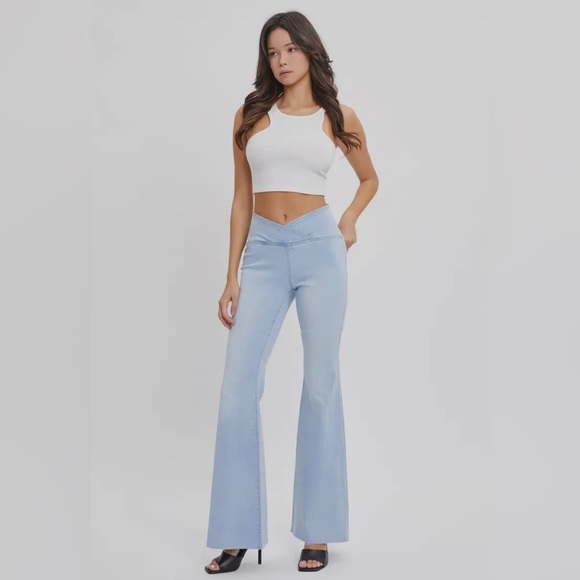 Cello Denim - Cello High Rise Flare Jeans with Wide Waistband